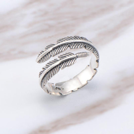 Adjustable Feather Wrap Ring - The Young Hippie