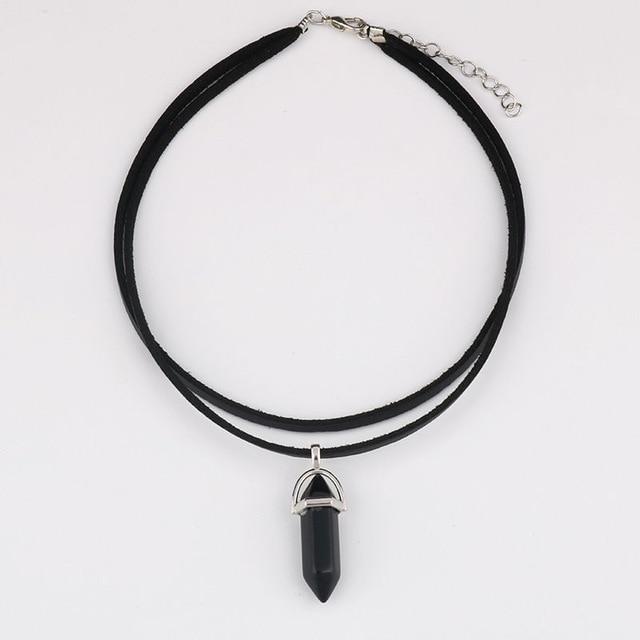 Double Layer Black Velvet Geometric Crystal Chokers | Color Select - The Young Hippie
