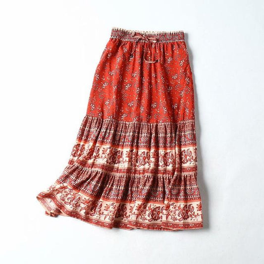 Joy: Paisley Floral Print Boho Skirt - The Young Hippie