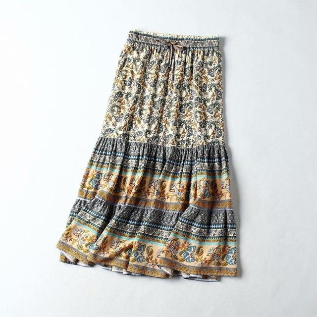 Joy: Paisley Floral Print Boho Skirt - The Young Hippie