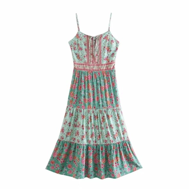 Fiona. Vintage Inspired Button Down Summer Boho Dress
