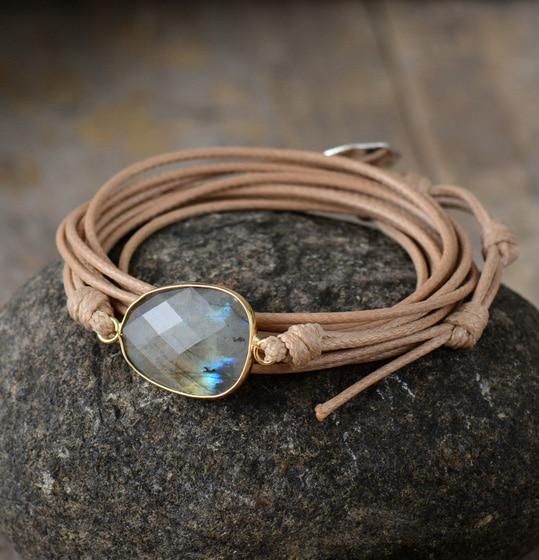 Rope Boho Wrap Bracelet with Natural Stones - The Young Hippie